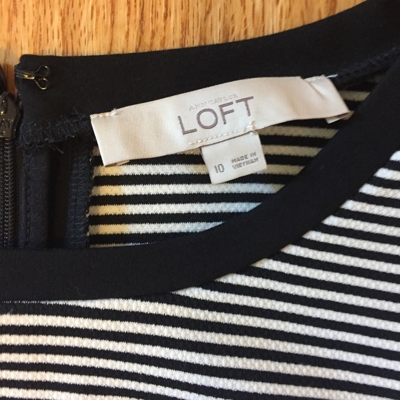 LOFT Black and White Fitted Striped Dress 10 - Picture 3 of 8